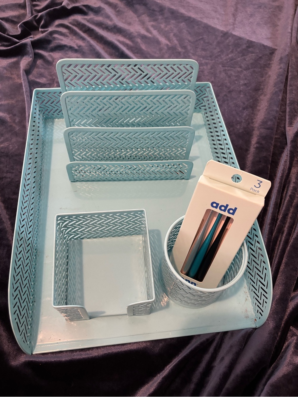 Blue Desk Organizer Set -
